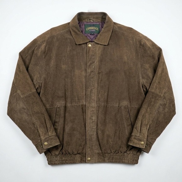Cambridge Classics Other - Cambridge Classics Bomber Jacket Men Large Brown Suede Leather Quilted Lining